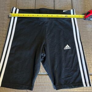 Adidas Women’s Black Shorts with White Stripes size M RUN SMALL